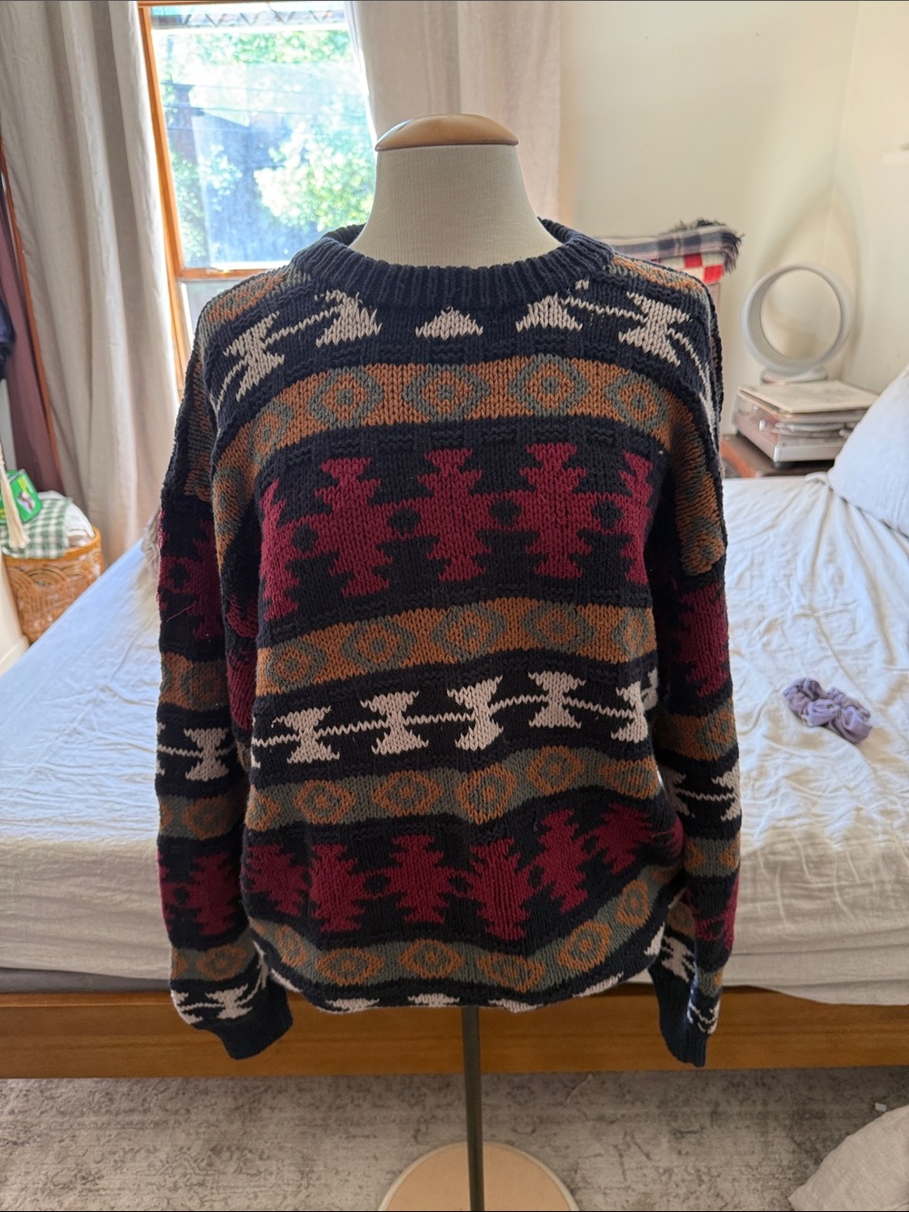 Men's Patterned Crewneck Sweater - Multicolor